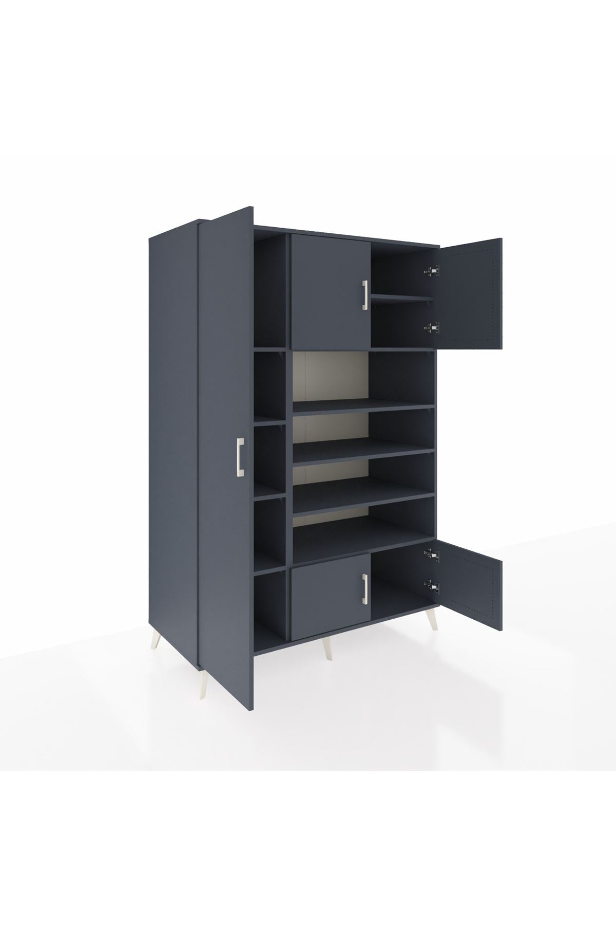 Kronos Dolap 10 Raflı 5 Kapaklı 132x59x195 Antrasit-Antrasit/Antrasit