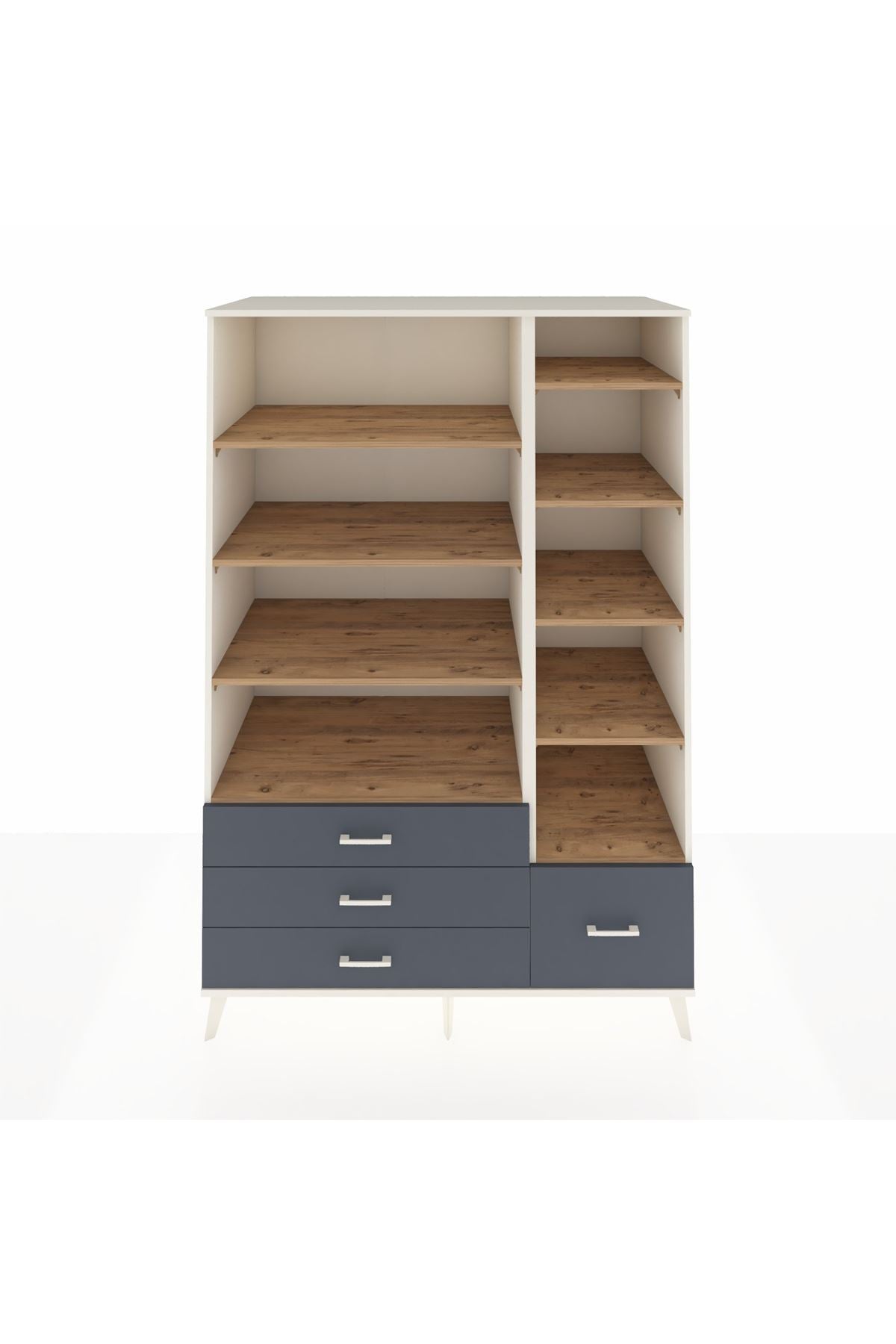 Kronos Dolap 9 Raflı 4 Çekmeceli 132x59x195 Aytaşı-Çam/Antrasit