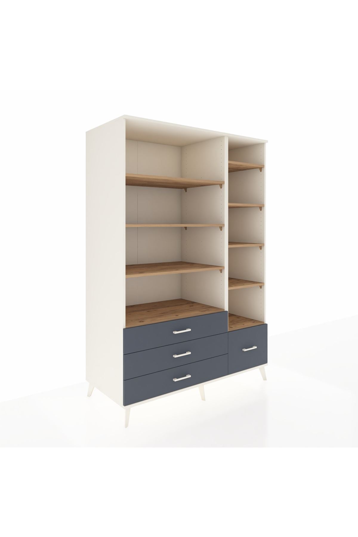 Kronos Dolap 9 Raflı 4 Çekmeceli 132x59x195 Aytaşı-Çam/Antrasit