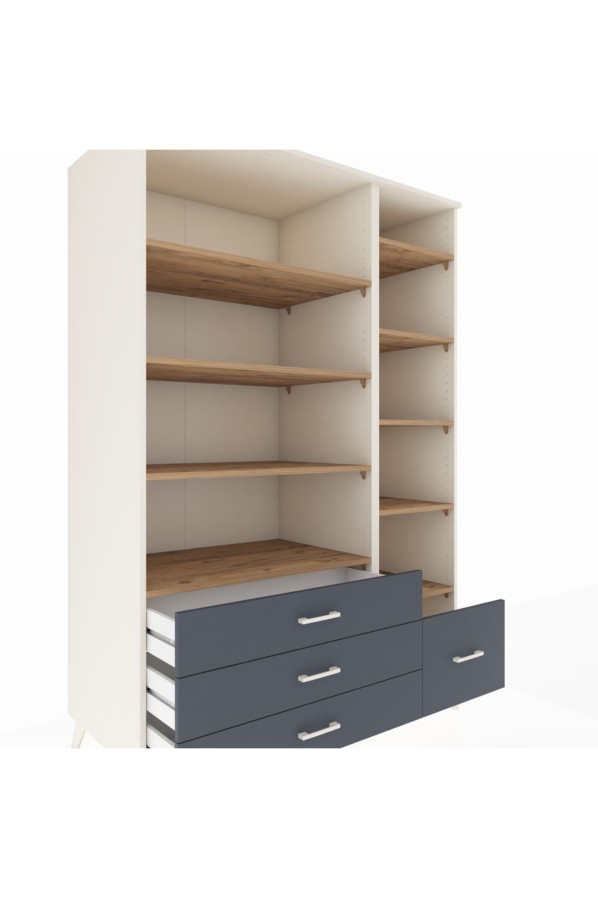 Kronos Dolap 9 Raflı 4 Çekmeceli 132x59x195 Aytaşı-Çam/Antrasit