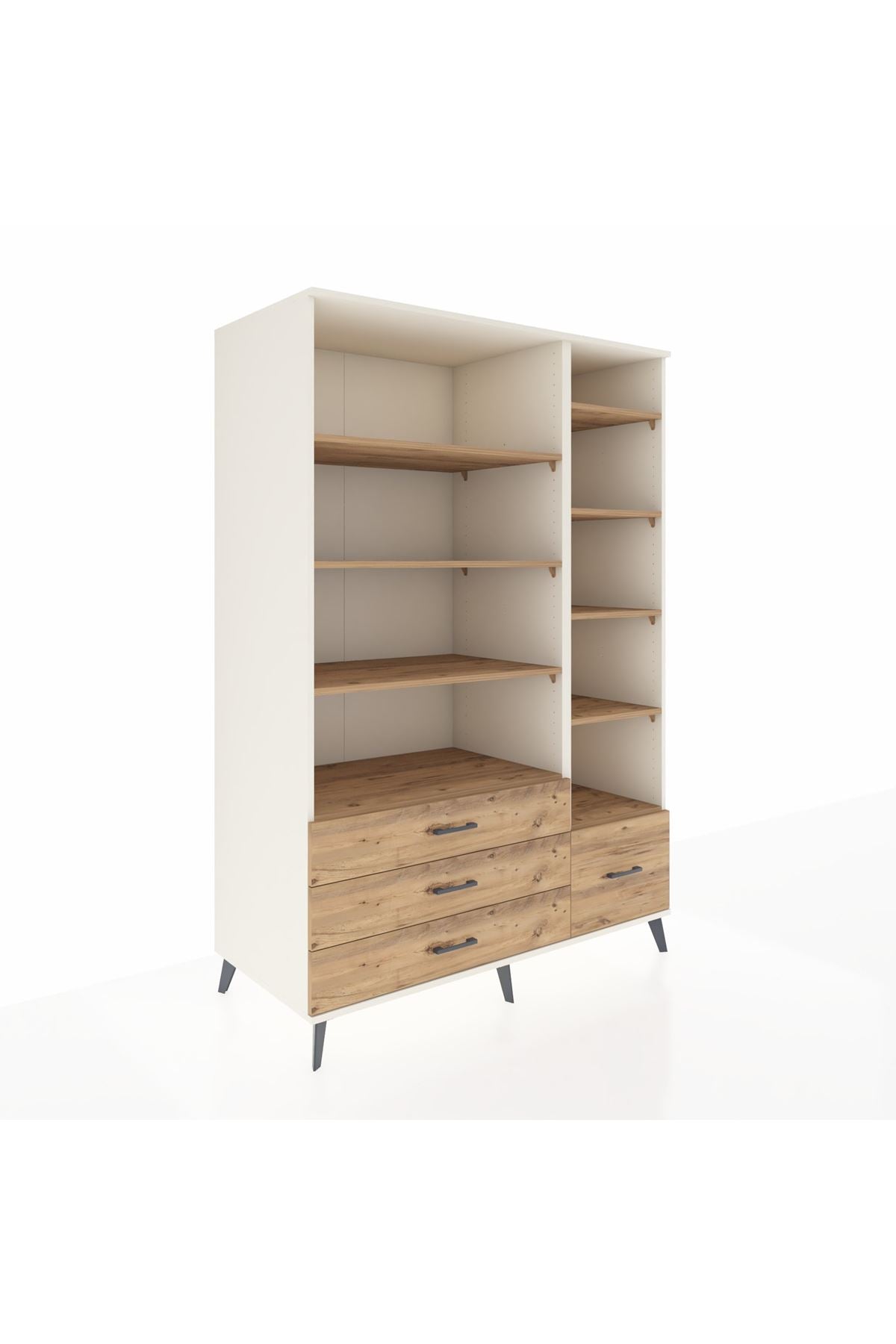 Kronos Dolap 9 Raflı 4 Çekmeceli 132x59x195 Aytaşı-Çam/Çam