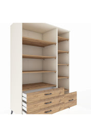 Kronos Dolap 9 Raflı 4 Çekmeceli 132x59x195 Aytaşı-Çam/Çam