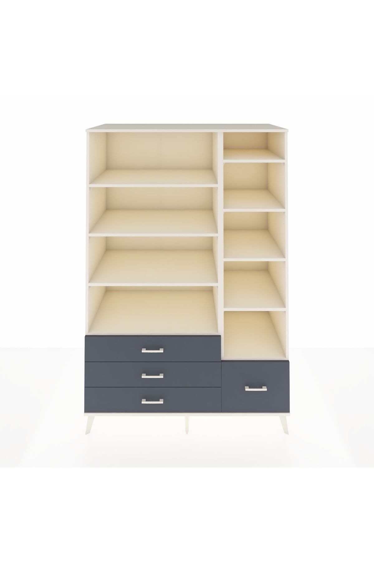 Kronos Dolap 9 Raflı 4 Çekmeceli 132x59x195 Aytaşı-Aytaşı/Antrasit