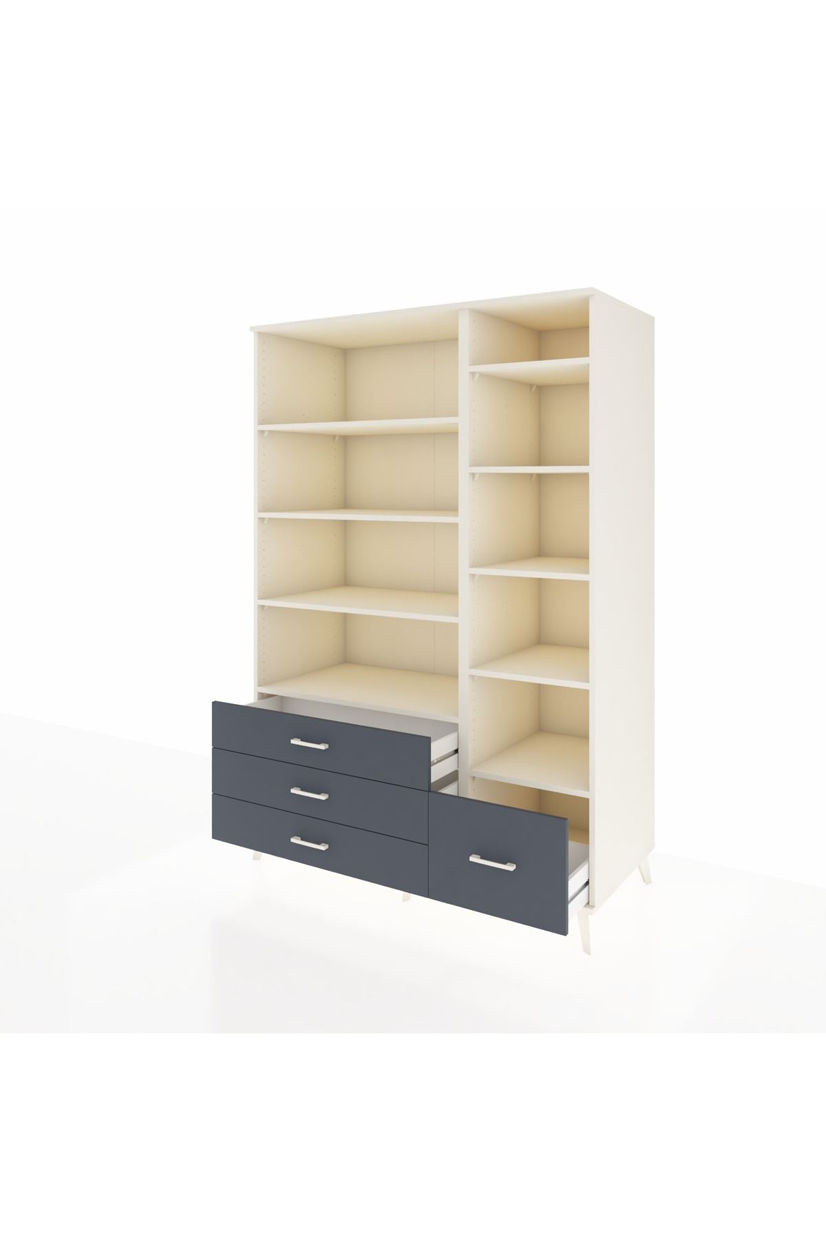 Kronos Dolap 9 Raflı 4 Çekmeceli 132x59x195 Aytaşı-Aytaşı/Antrasit