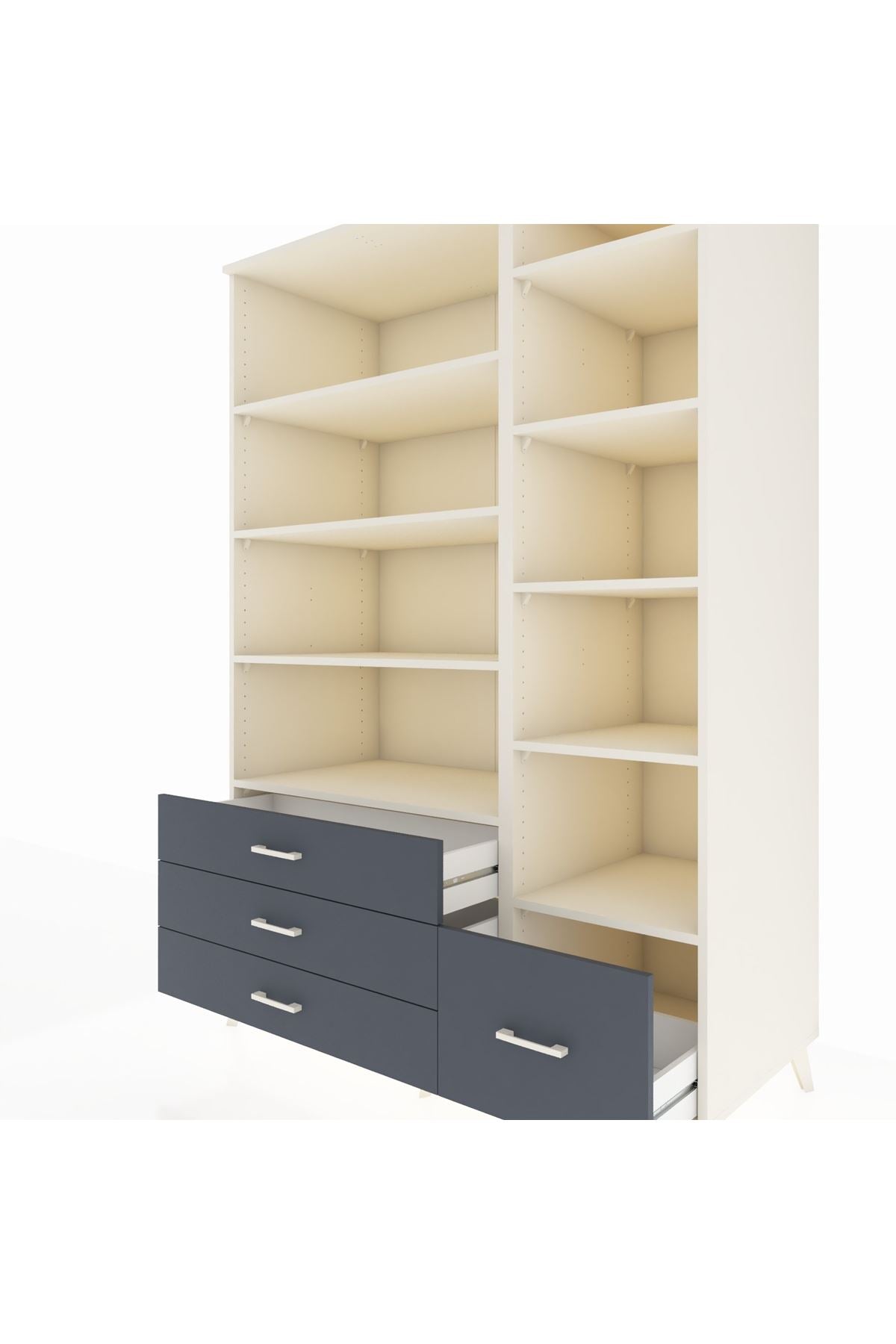 Kronos Dolap 9 Raflı 4 Çekmeceli 132x59x195 Aytaşı-Aytaşı/Antrasit