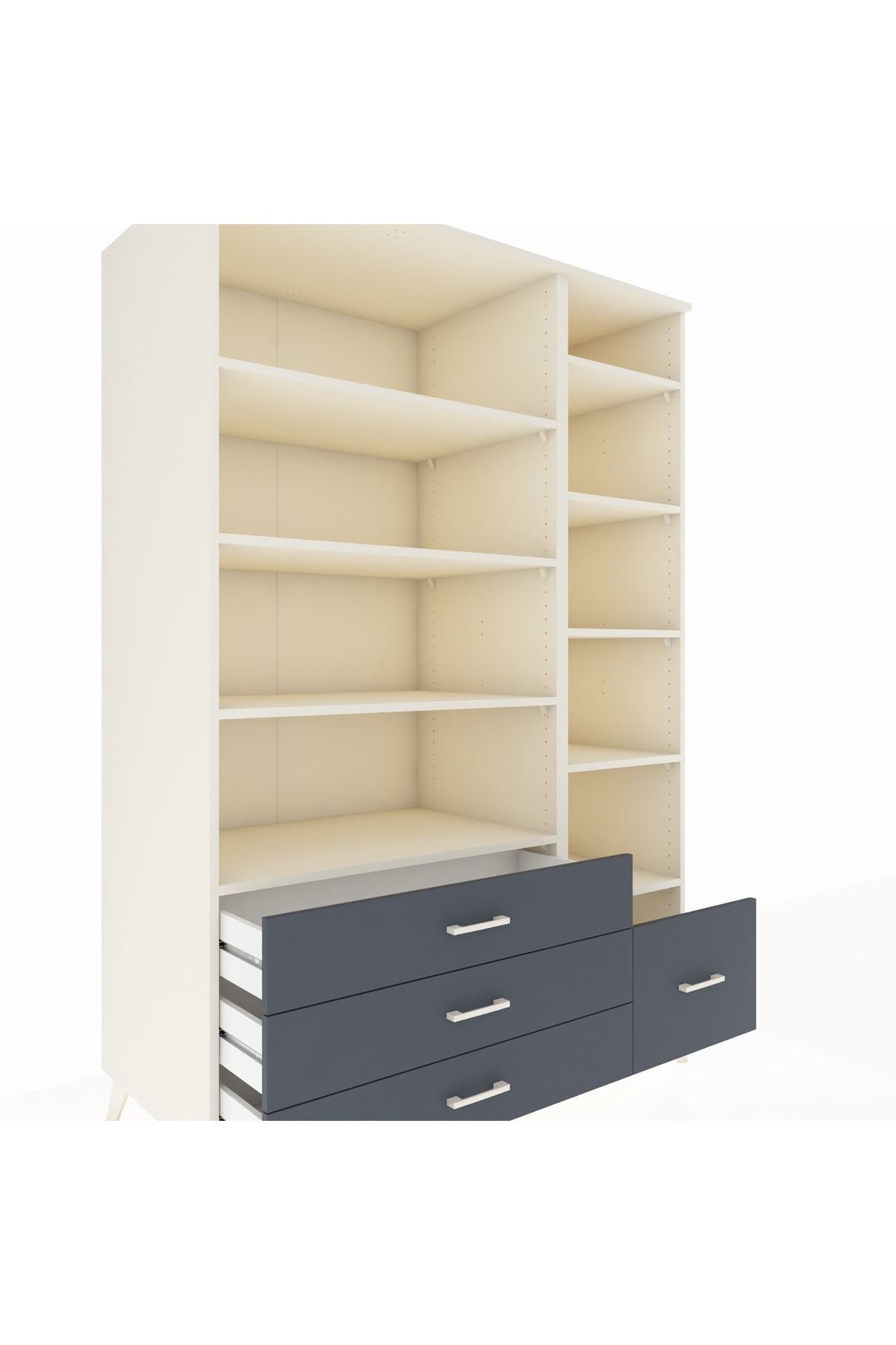 Kronos Dolap 9 Raflı 4 Çekmeceli 132x59x195 Aytaşı-Aytaşı/Antrasit