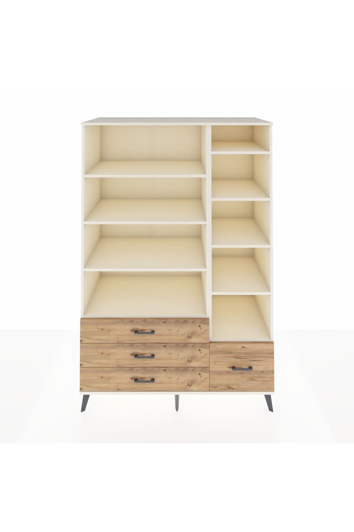 Kronos Dolap 9 Raflı 4 Çekmeceli 132x59x195 Aytaşı-Aytaşı/Çam