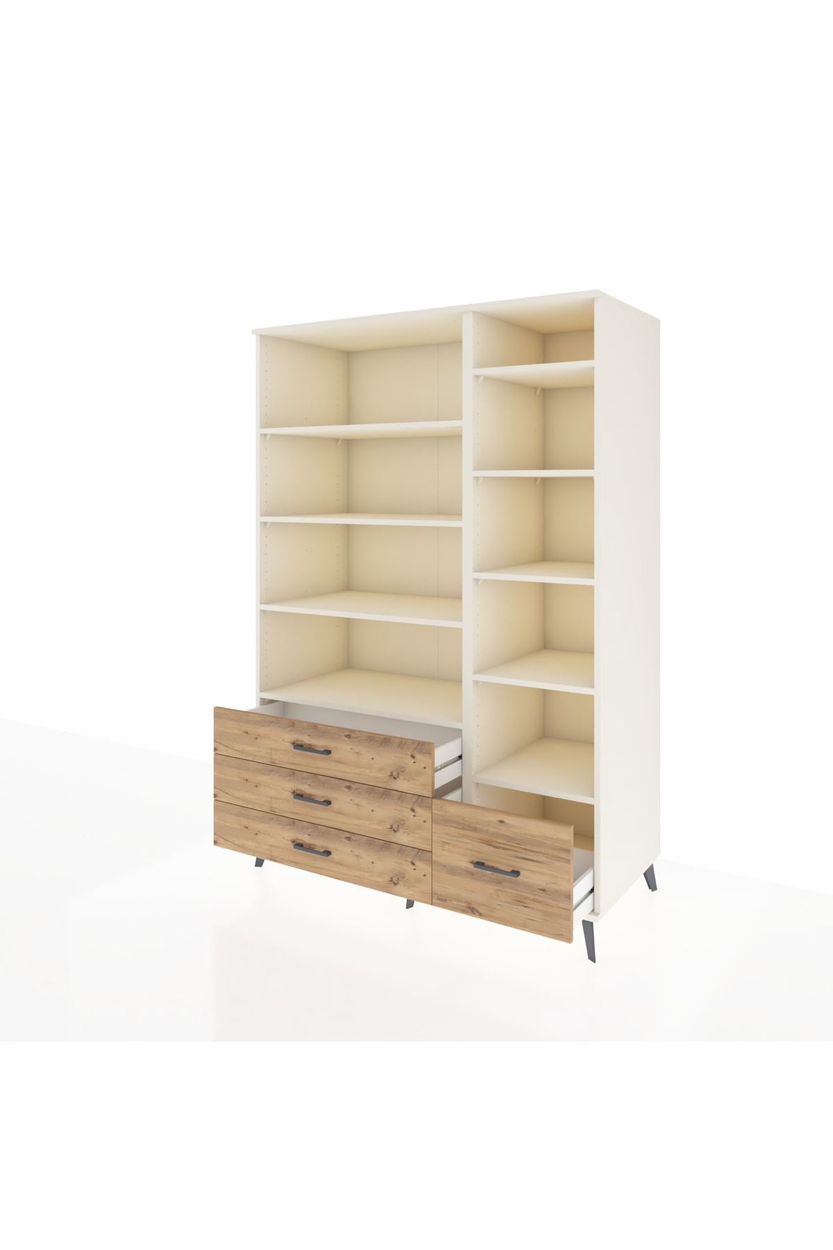 Kronos Dolap 9 Raflı 4 Çekmeceli 132x59x195 Aytaşı-Aytaşı/Çam