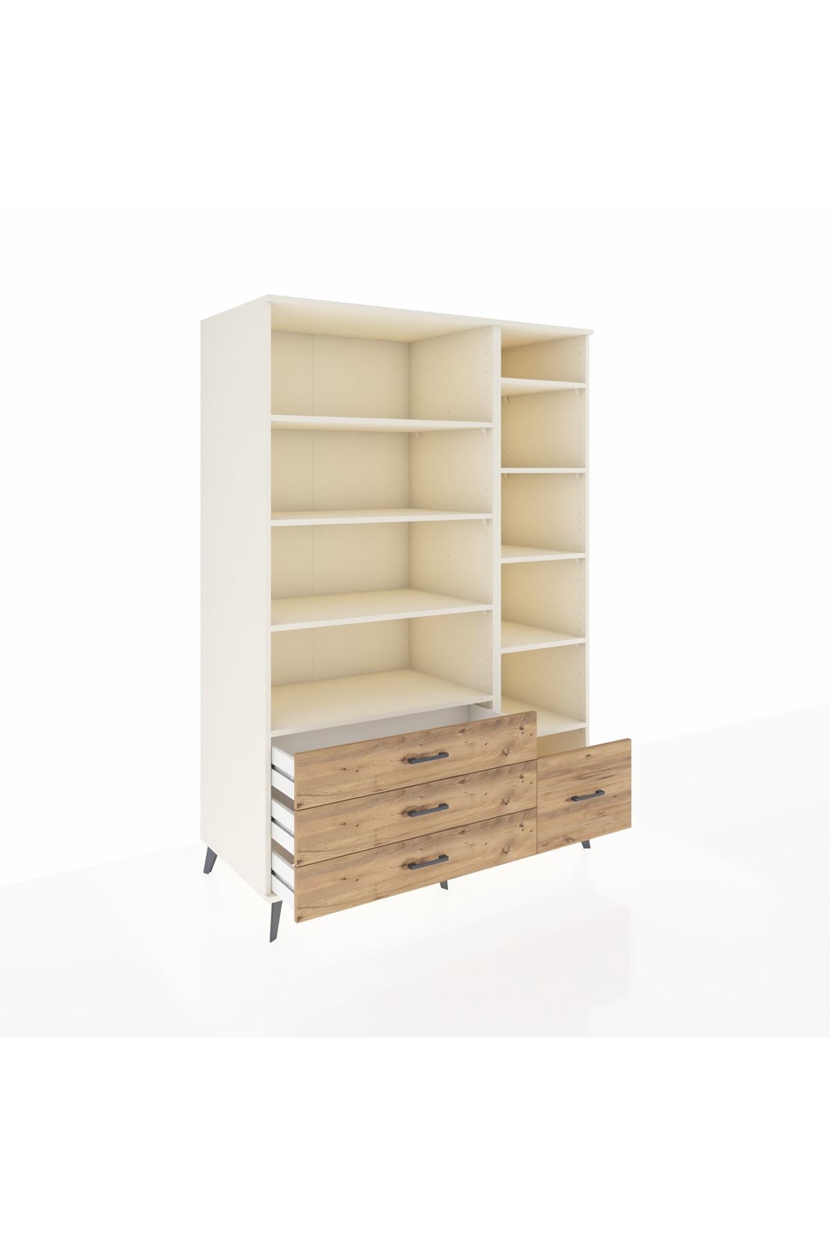 Kronos Dolap 9 Raflı 4 Çekmeceli 132x59x195 Aytaşı-Aytaşı/Çam