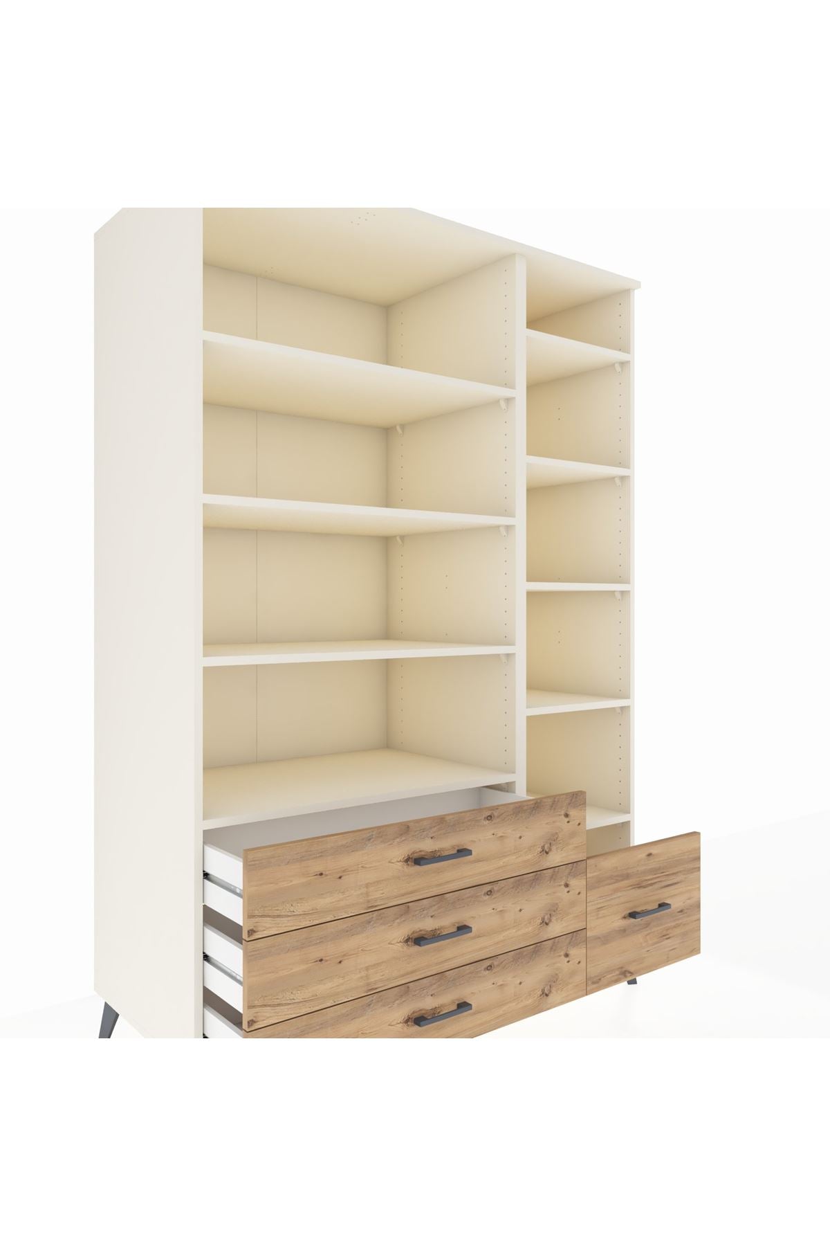 Kronos Dolap 9 Raflı 4 Çekmeceli 132x59x195 Aytaşı-Aytaşı/Çam