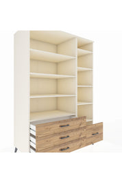 Kronos Dolap 9 Raflı 4 Çekmeceli 132x59x195 Aytaşı-Aytaşı/Çam