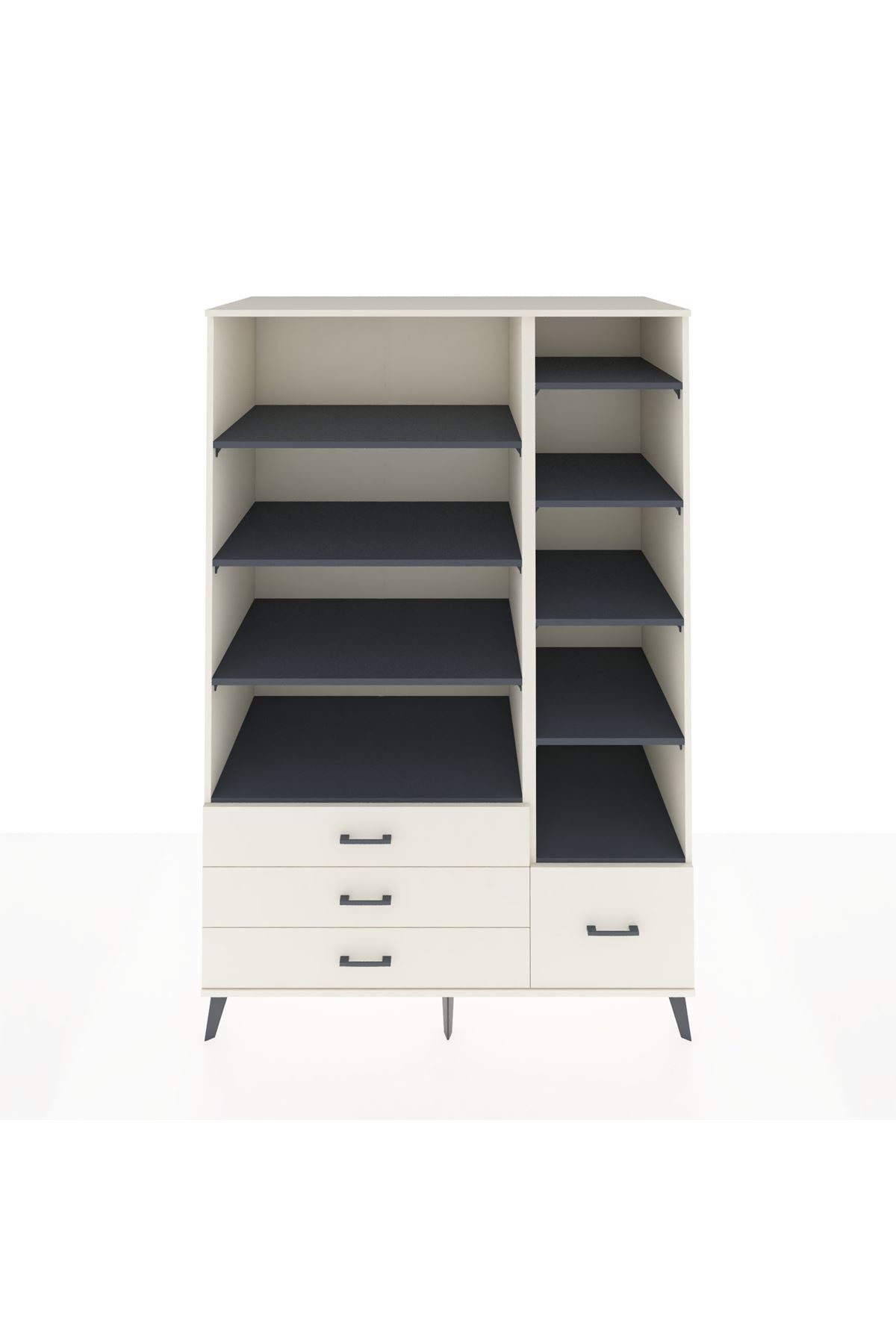 Kronos Dolap 9 Raflı 4 Çekmeceli 132x59x195 Aytaşı-Antrasit/Aytaşı