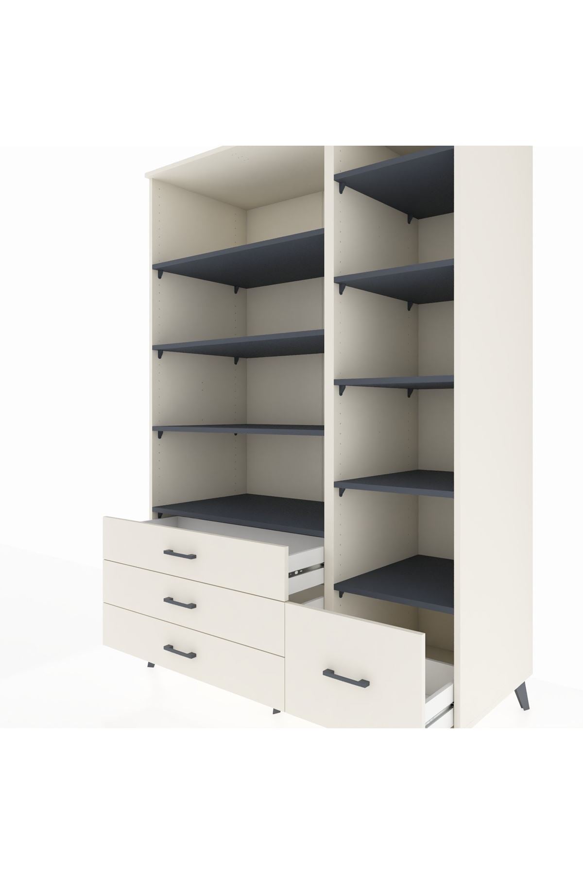 Kronos Dolap 9 Raflı 4 Çekmeceli 132x59x195 Aytaşı-Antrasit/Aytaşı