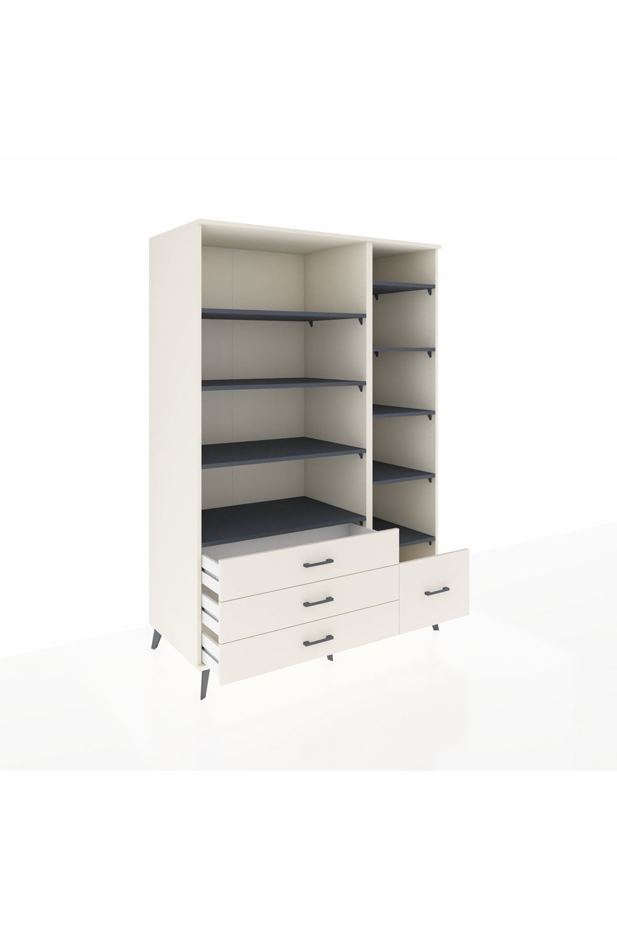 Kronos Dolap 9 Raflı 4 Çekmeceli 132x59x195 Aytaşı-Antrasit/Aytaşı