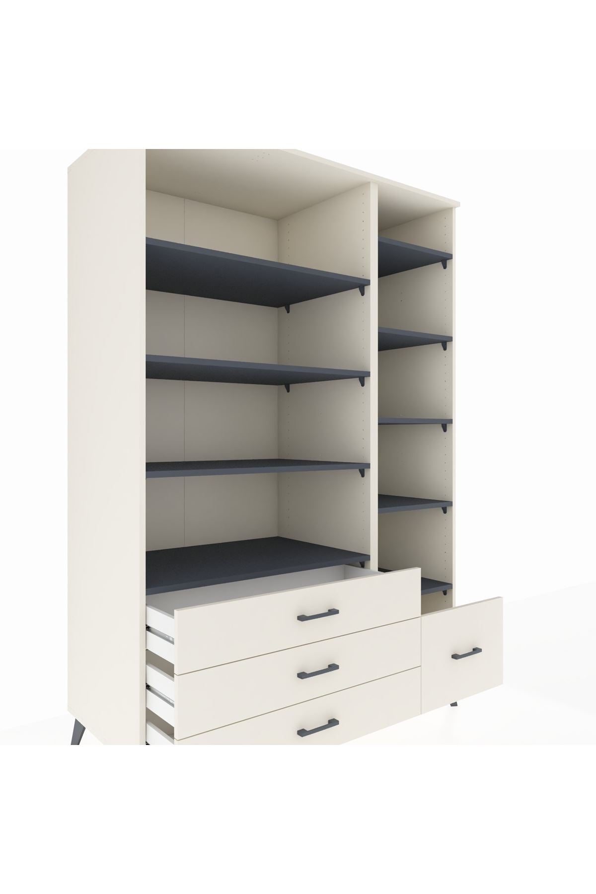 Kronos Dolap 9 Raflı 4 Çekmeceli 132x59x195 Aytaşı-Antrasit/Aytaşı