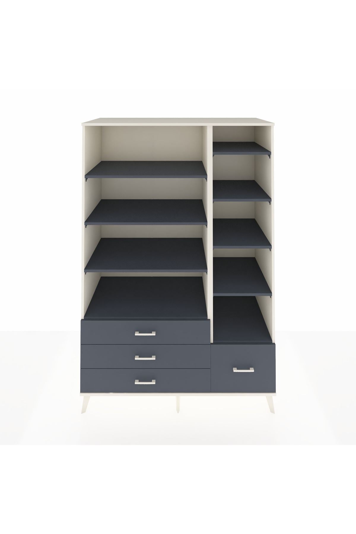 Kronos Dolap 9 Raflı 4 Çekmeceli 132x59x195 Aytaşı-Antrasit/Antrasit