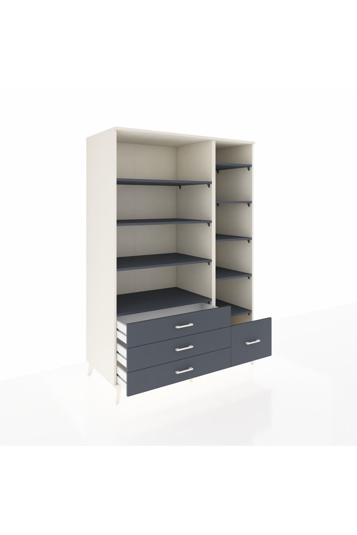 Kronos Dolap 9 Raflı 4 Çekmeceli 132x59x195 Aytaşı-Antrasit/Antrasit