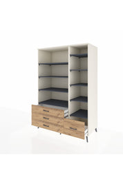 Kronos Dolap 9 Raflı 4 Çekmeceli 132x59x195 Aytaşı-Antrasit/Çam