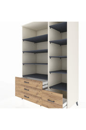 Kronos Dolap 9 Raflı 4 Çekmeceli 132x59x195 Aytaşı-Antrasit/Çam