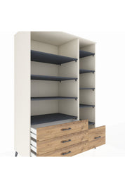 Kronos Dolap 9 Raflı 4 Çekmeceli 132x59x195 Aytaşı-Antrasit/Çam