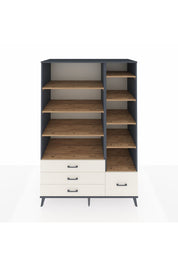 Kronos Dolap 9 Raflı 4 Çekmeceli 132x59x195 Antrasit-Çam/Aytaşı