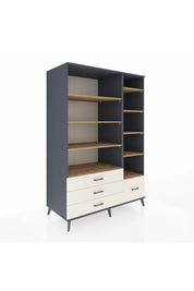 Kronos Dolap 9 Raflı 4 Çekmeceli 132x59x195 Antrasit-Çam/Aytaşı