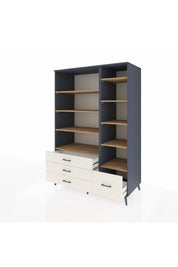 Kronos Dolap 9 Raflı 4 Çekmeceli 132x59x195 Antrasit-Çam/Aytaşı