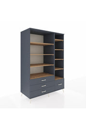 Kronos Dolap 9 Raflı 4 Çekmeceli 132x59x195 Antrasit-Çam/Antrasit