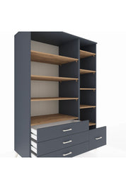 Kronos Dolap 9 Raflı 4 Çekmeceli 132x59x195 Antrasit-Çam/Antrasit