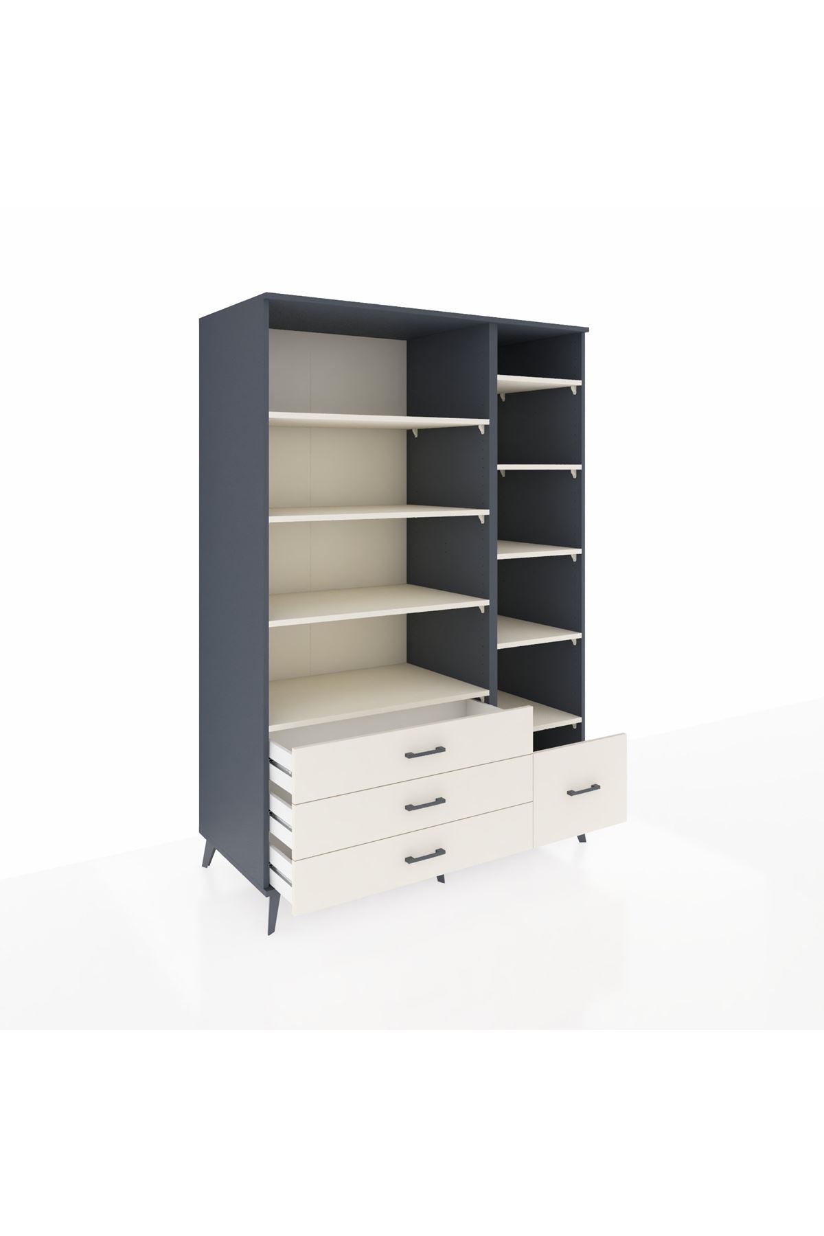 Kronos Dolap 9 Raflı 4 Çekmeceli 132x59x195 Antrasit-Aytaşı/Aytaşı