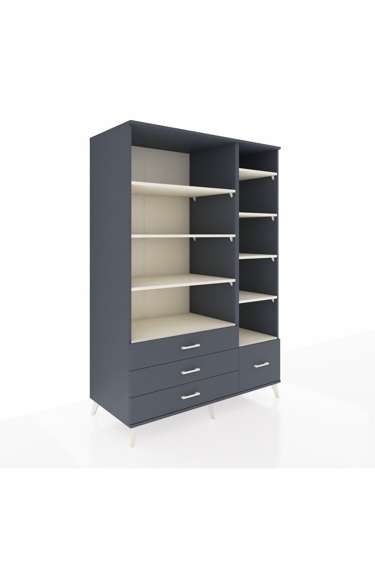 Kronos Dolap 9 Raflı 4 Çekmeceli 132x59x195 Antrasit-Aytaşı/Antrasit