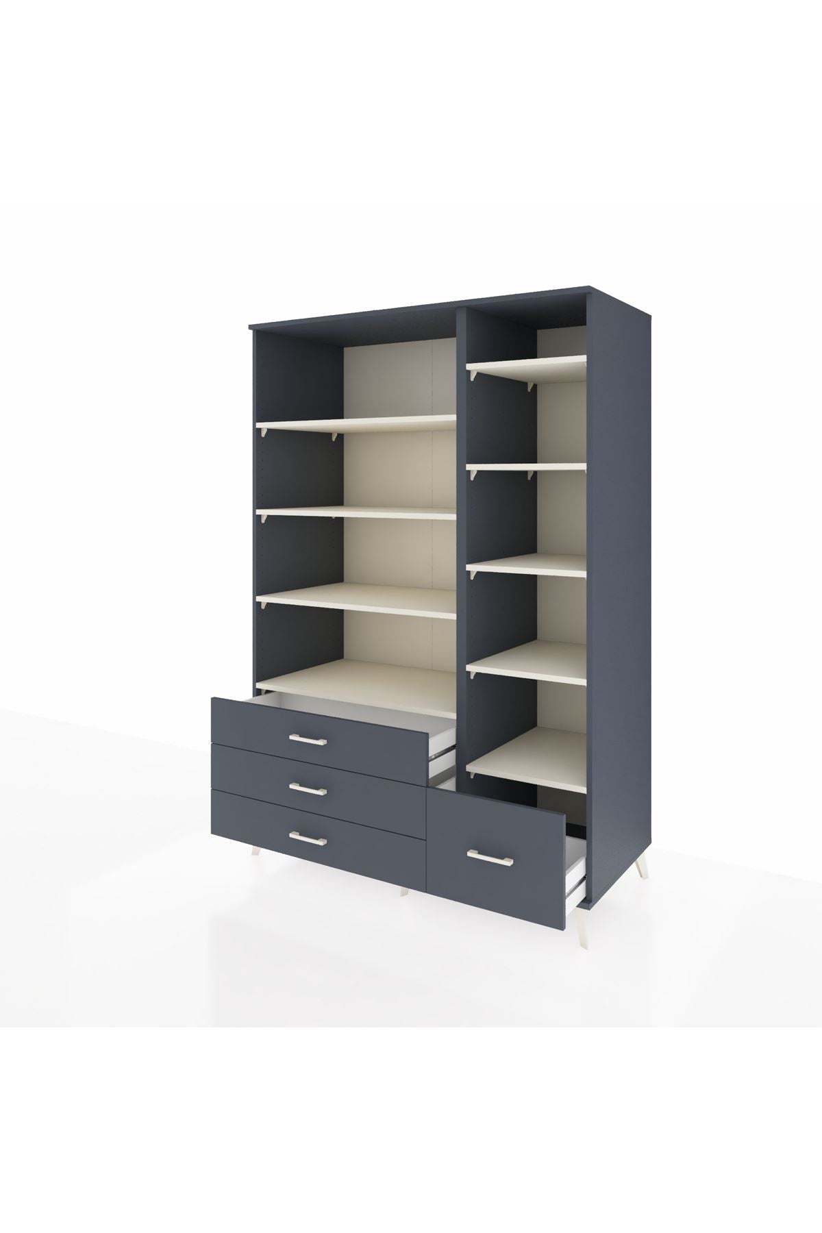 Kronos Dolap 9 Raflı 4 Çekmeceli 132x59x195 Antrasit-Aytaşı/Antrasit