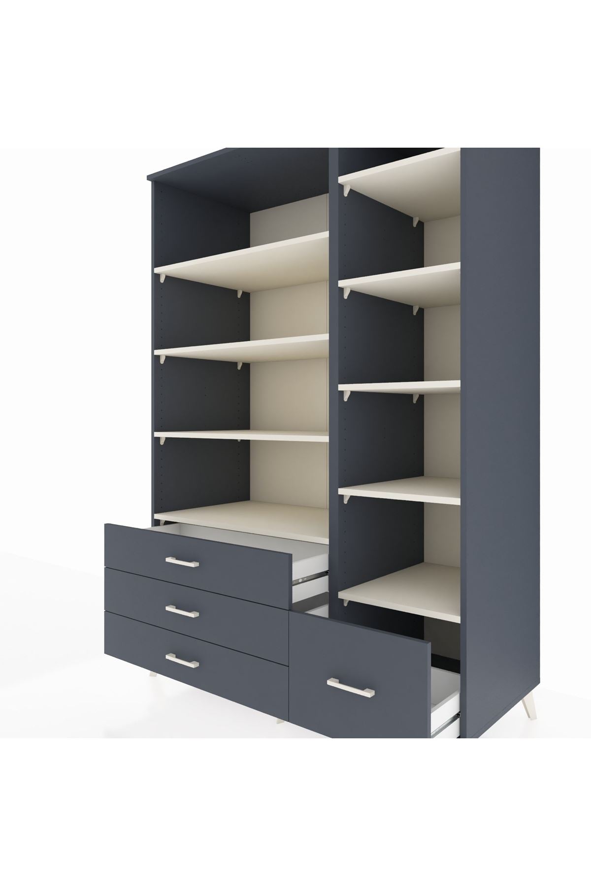 Kronos Dolap 9 Raflı 4 Çekmeceli 132x59x195 Antrasit-Aytaşı/Antrasit