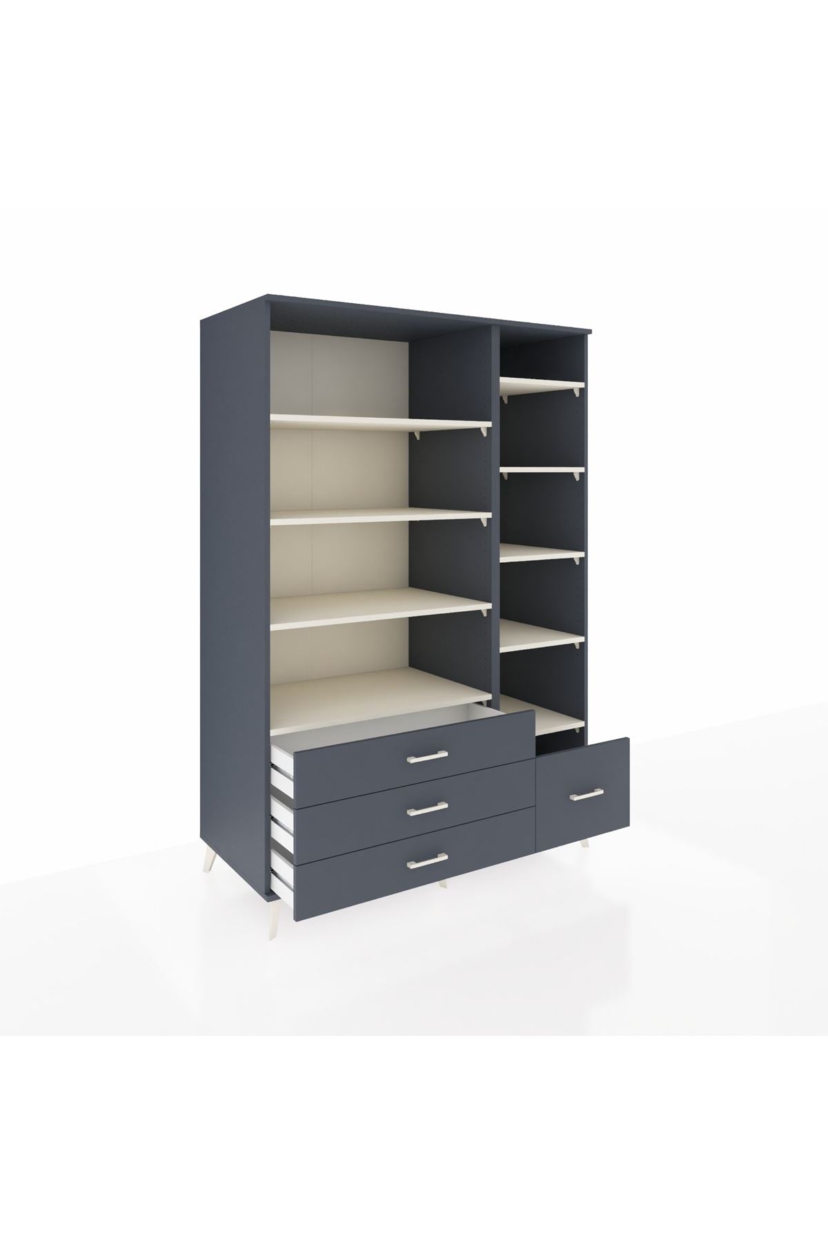 Kronos Dolap 9 Raflı 4 Çekmeceli 132x59x195 Antrasit-Aytaşı/Antrasit