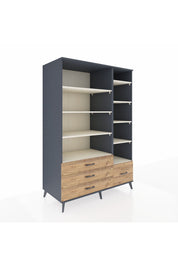 Kronos Dolap 9 Raflı 4 Çekmeceli 132x59x195 Antrasit-Aytaşı/Çam