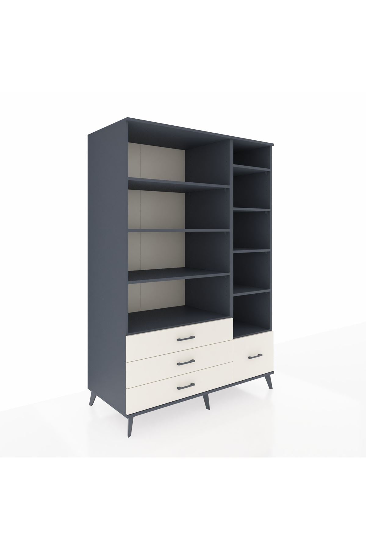 Kronos Dolap 9 Raflı 4 Çekmeceli 132x59x195 Antrasit-Antrasit/Aytaşı