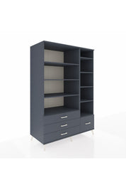 Kronos Dolap 9 Raflı 4 Çekmeceli 132x59x195 Antrasit-Antrasit/Antrasit
