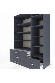 Kronos Dolap 9 Raflı 4 Çekmeceli 132x59x195 Antrasit-Antrasit/Antrasit