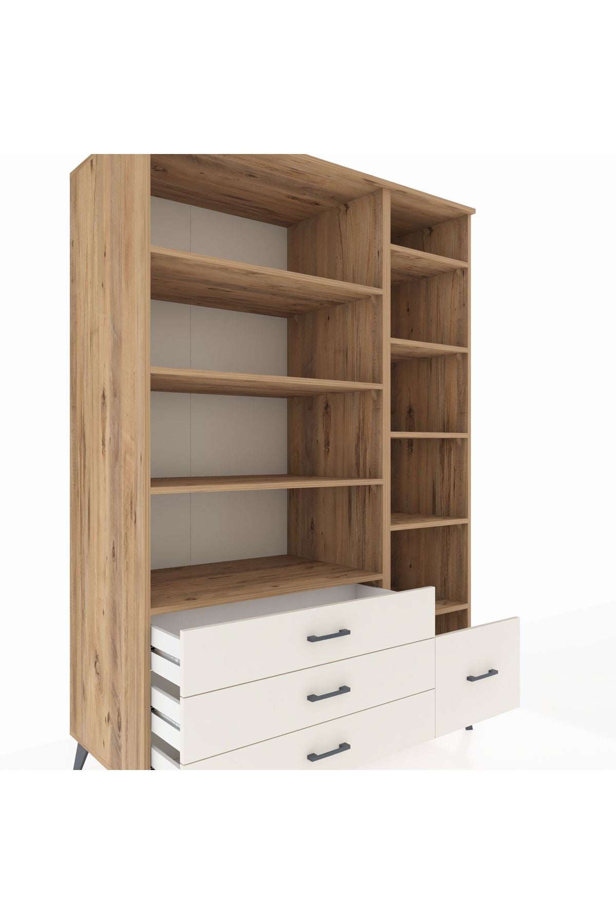 Kronos Dolap 9 Raflı 4 Çekmeceli 132x59x195 Çam-Çam/Aytaşı