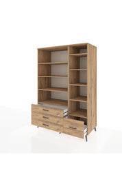 Kronos Dolap 9 Raflı 4 Çekmeceli 132x59x195 Çam-Çam/Çam