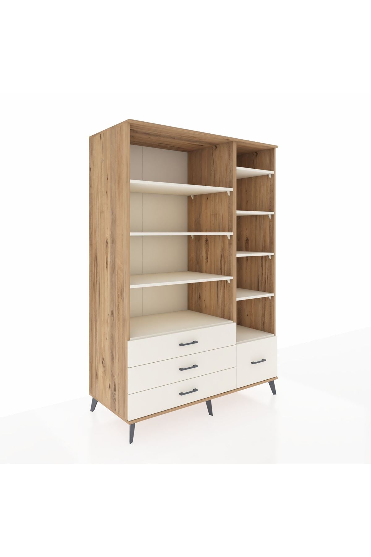 Kronos Dolap 9 Raflı 4 Çekmeceli 132x59x195 Çam-Aytaşı/Aytaşı