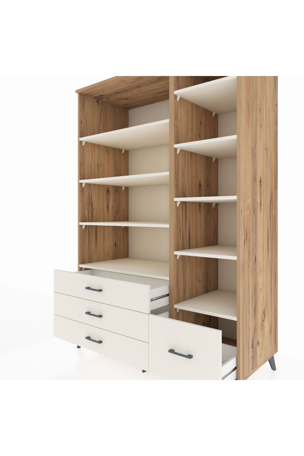 Kronos Dolap 9 Raflı 4 Çekmeceli 132x59x195 Çam-Aytaşı/Aytaşı