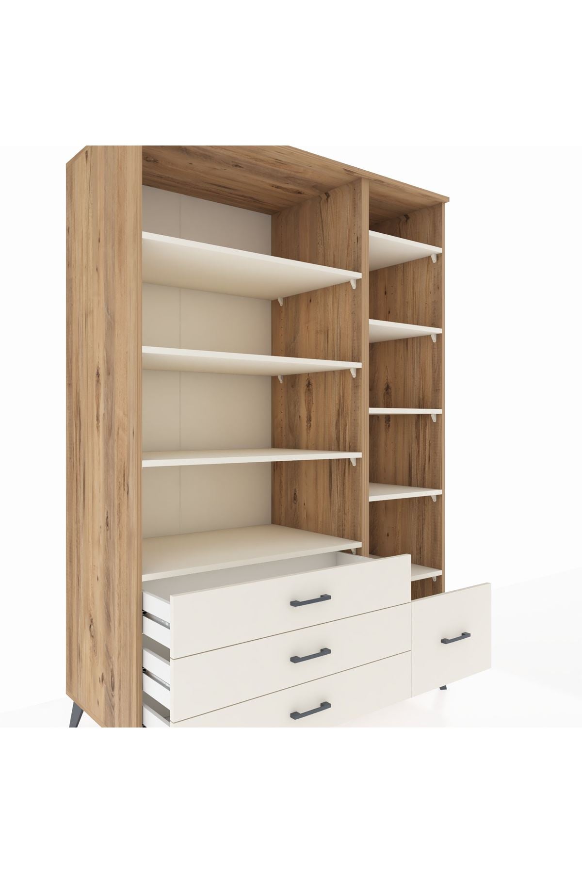 Kronos Dolap 9 Raflı 4 Çekmeceli 132x59x195 Çam-Aytaşı/Aytaşı