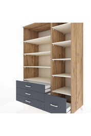 Kronos Dolap 9 Raflı 4 Çekmeceli 132x59x195 Çam-Aytaşı/Antrasit