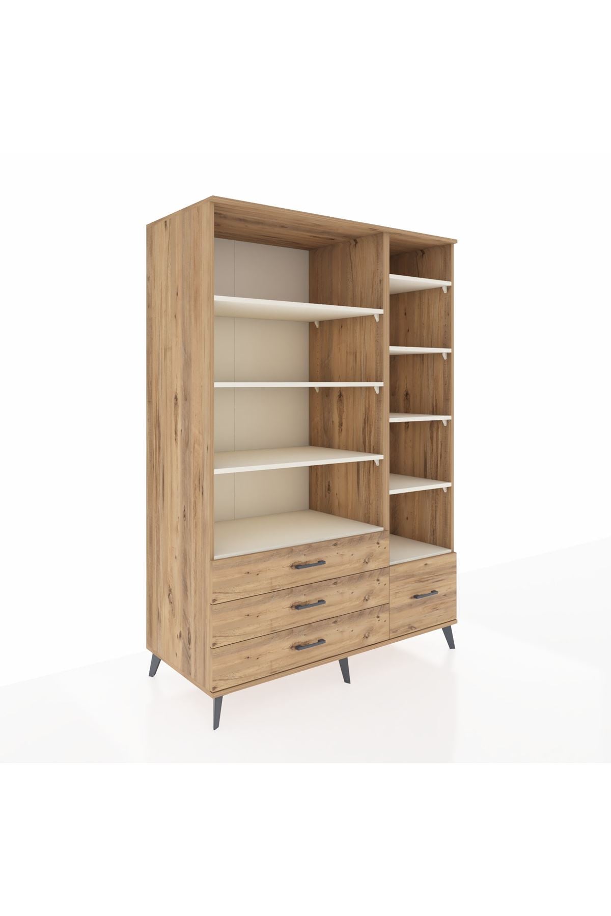 Kronos Dolap 9 Raflı 4 Çekmeceli 132x59x195 Çam-Aytaşı/Çam