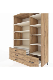Kronos Dolap 9 Raflı 4 Çekmeceli 132x59x195 Çam-Aytaşı/Çam