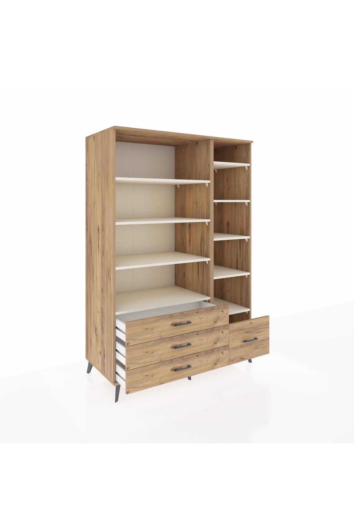 Kronos Dolap 9 Raflı 4 Çekmeceli 132x59x195 Çam-Aytaşı/Çam