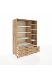 Kronos Dolap 9 Raflı 4 Çekmeceli 132x59x195 Çam-Aytaşı/Çam