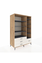 Kronos Dolap 9 Raflı 4 Çekmeceli 132x59x195 Çam-Antrasit/Aytaşı