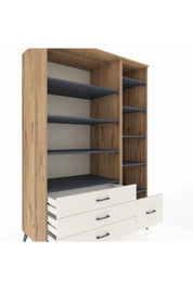Kronos Dolap 9 Raflı 4 Çekmeceli 132x59x195 Çam-Antrasit/Aytaşı